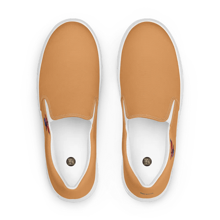 North Korean Flag Map Men's Slip-On Canvas Shoes product image (2)