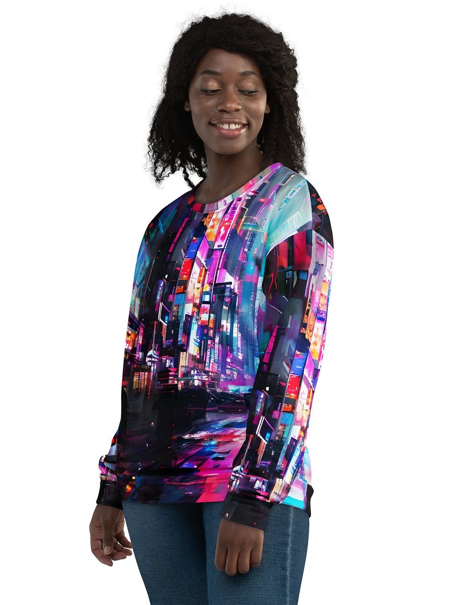 Cyberpunk-Themed All-Over Print Recycled Unisex Sweatshirt product image (8)