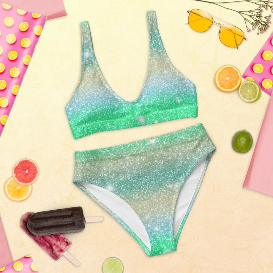 Glitter Unicorn Texture Design High Waisted Bikini (2) product image (12)