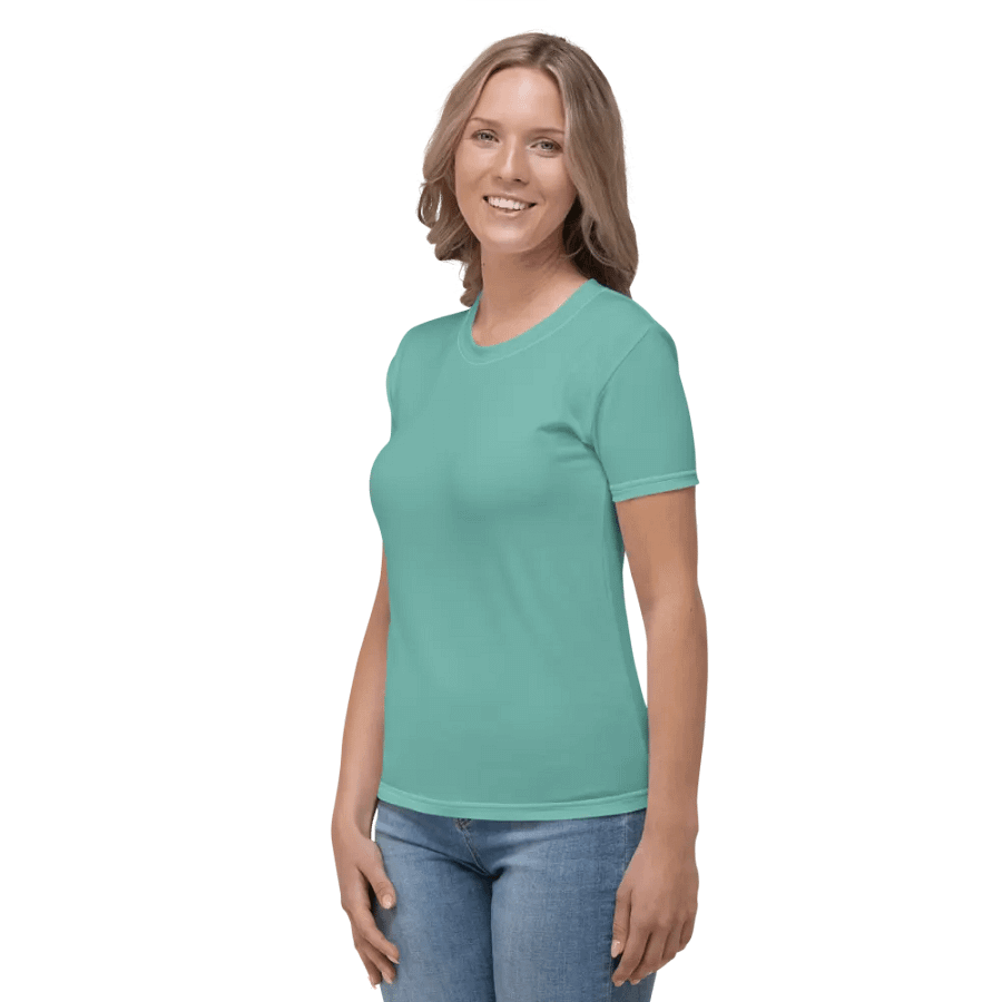 Plain Turquoise Green True Summer Women's Crewneck Polyester Heavyweight Premium T-Shirt by Treasure Pie product image (4)