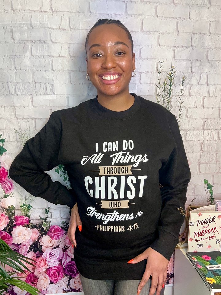 I CAN DO ALL THINGS THROUGH CHRIST WHO STRENGTHENS ME CREWNECK SWEATSHIRT product image (1)