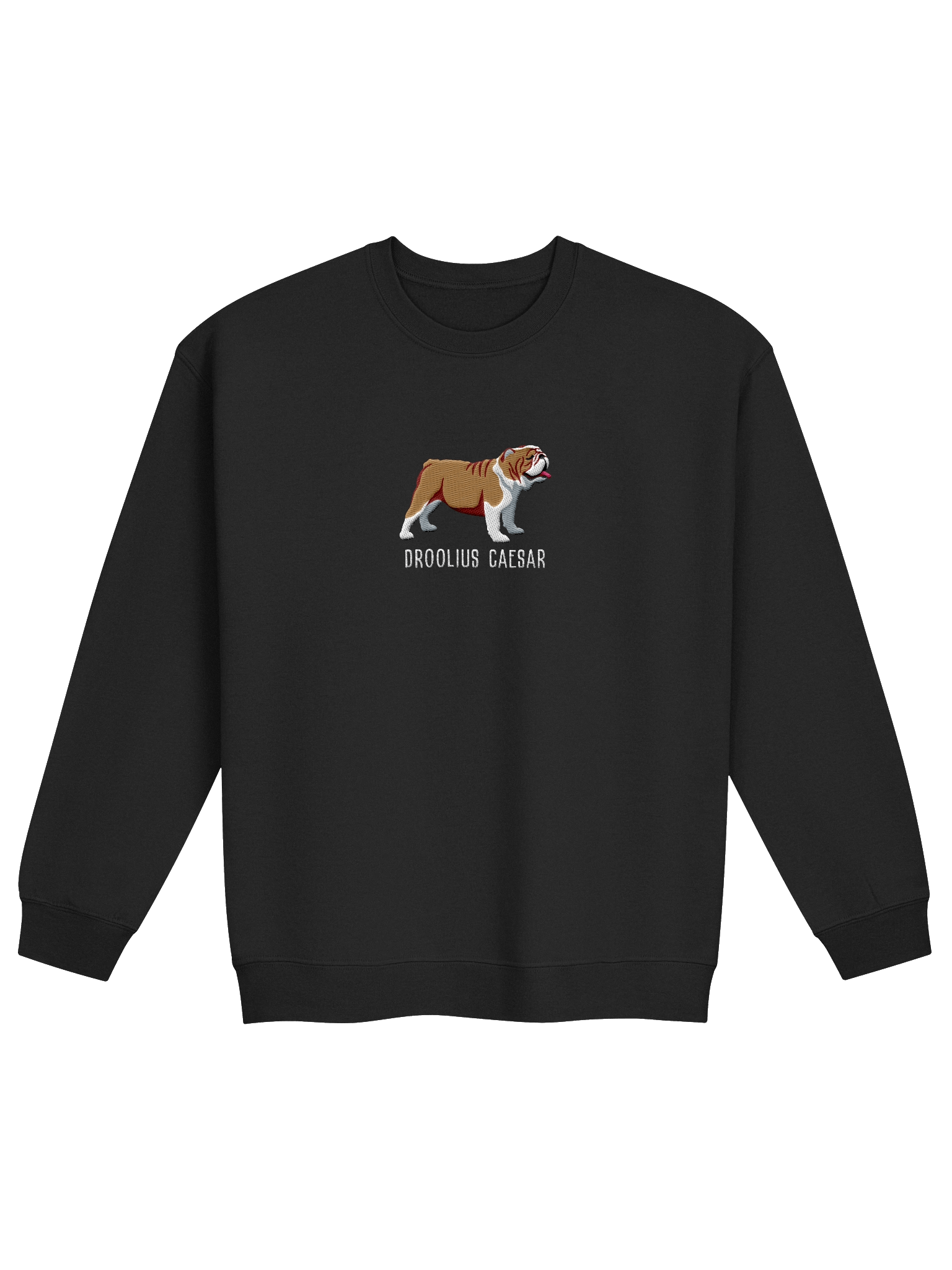 Droolius Caesar Sweatshirt (Embroidered) of an English Bulldog(Tan & White) product image (6)