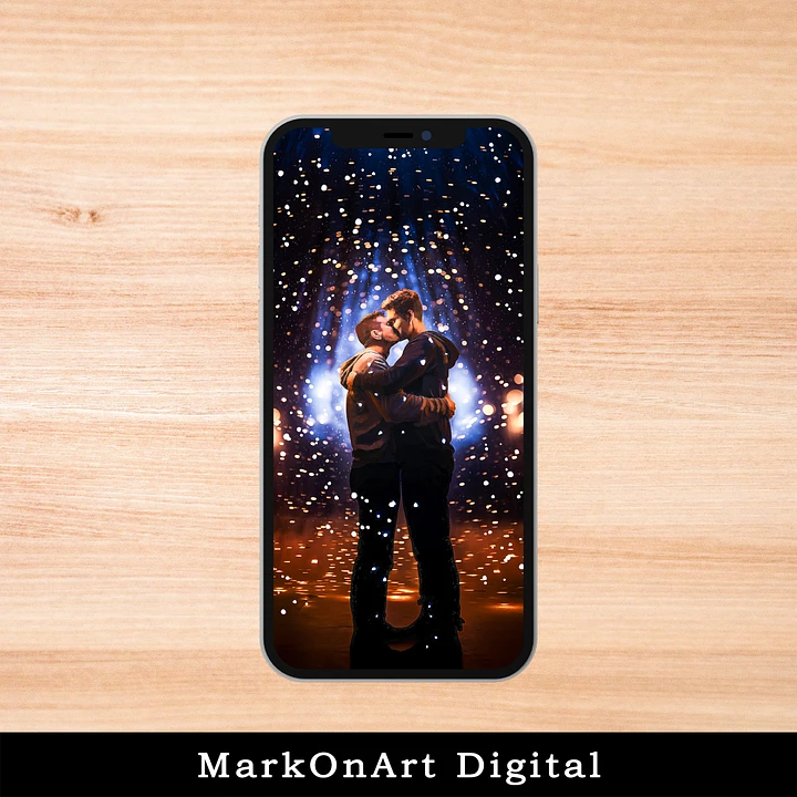 Romantic Gay Couple on a Winter Night For Mobile Phone Wallpaper or Lock Screen | High Res for iPhone or Android Cellphones product image (1)