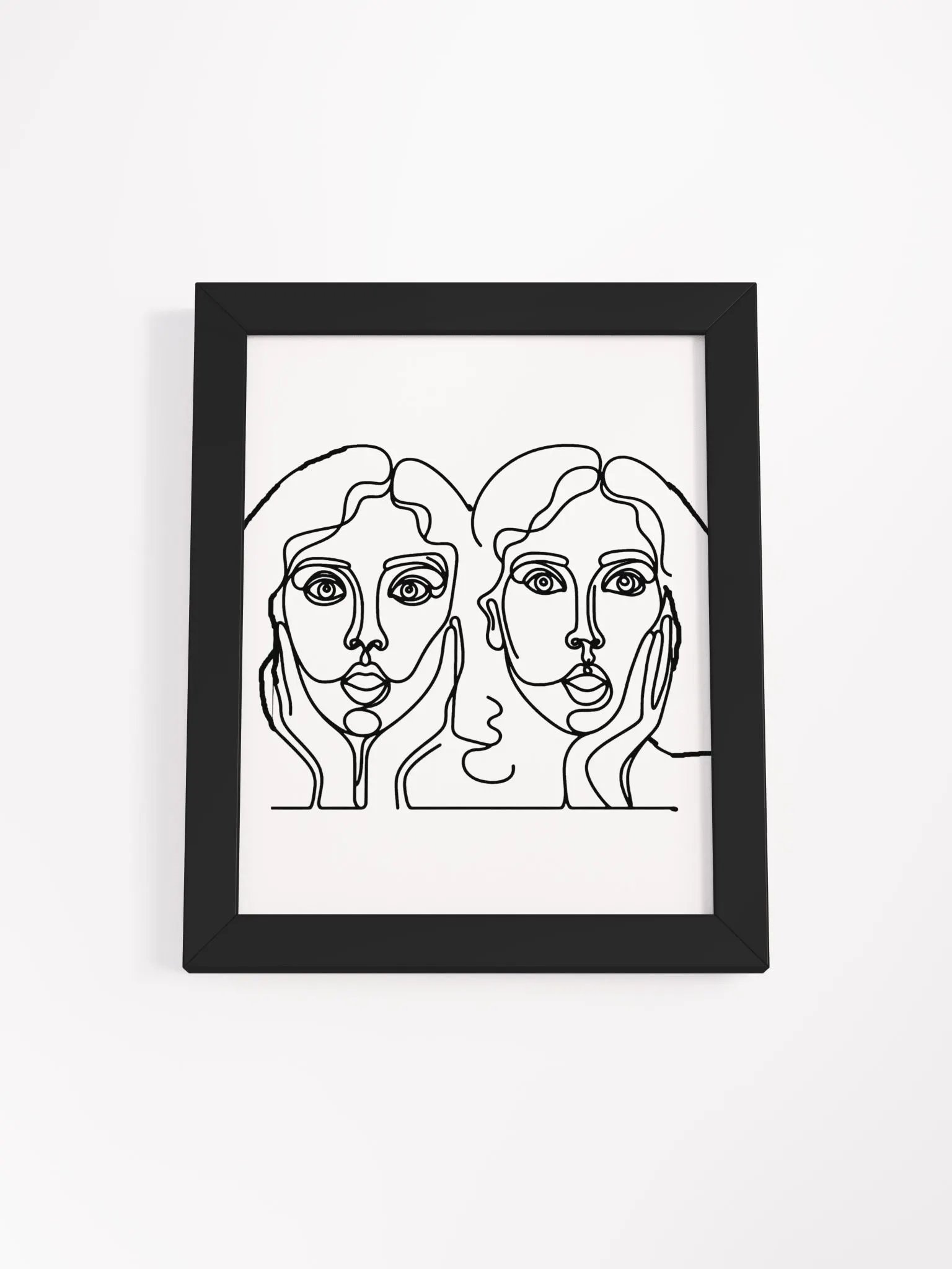 Shocked Women Expression Line Art Wood Framed Matte Poster product image (6)