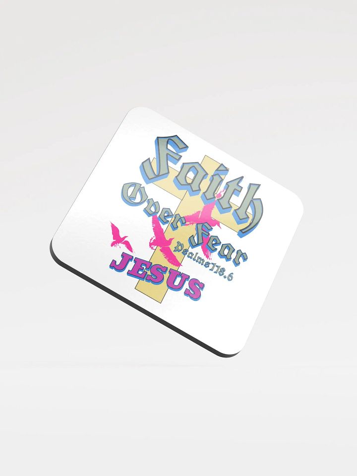 Faith Over Fear Jesus Cross Glossed Coaster Set product image (2)