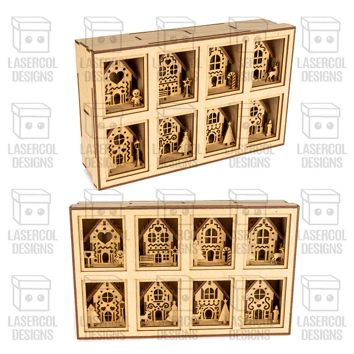 Christmas Houses Ornaments Boxes Set 2 (8 Houses Styles) - Laser Cut Files product image (2)