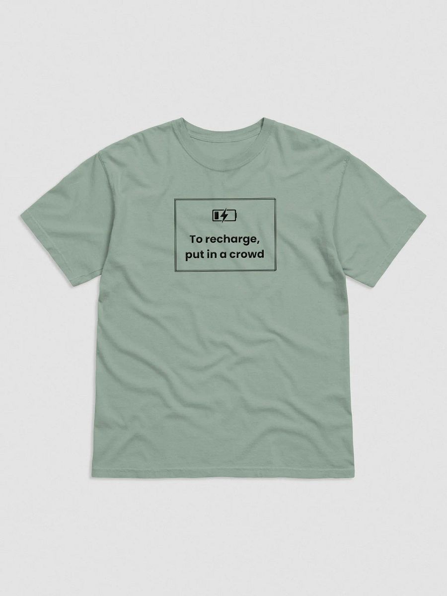 Embroidered T-Shirt - To Recharge, Put in a Crowd - Black product image (1)