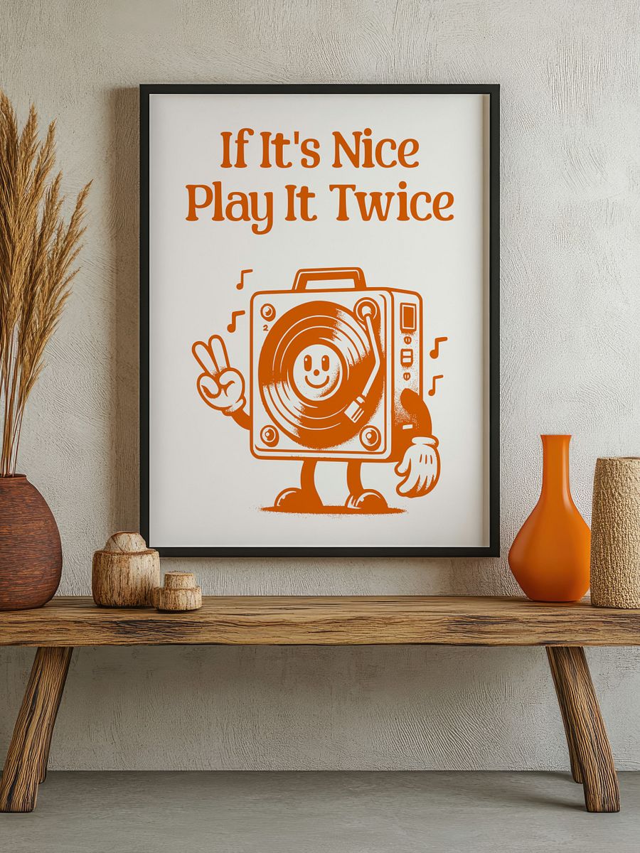 If It's Nice Play It Twice Vinyl Player Mascot Retro Art Print product image (4)