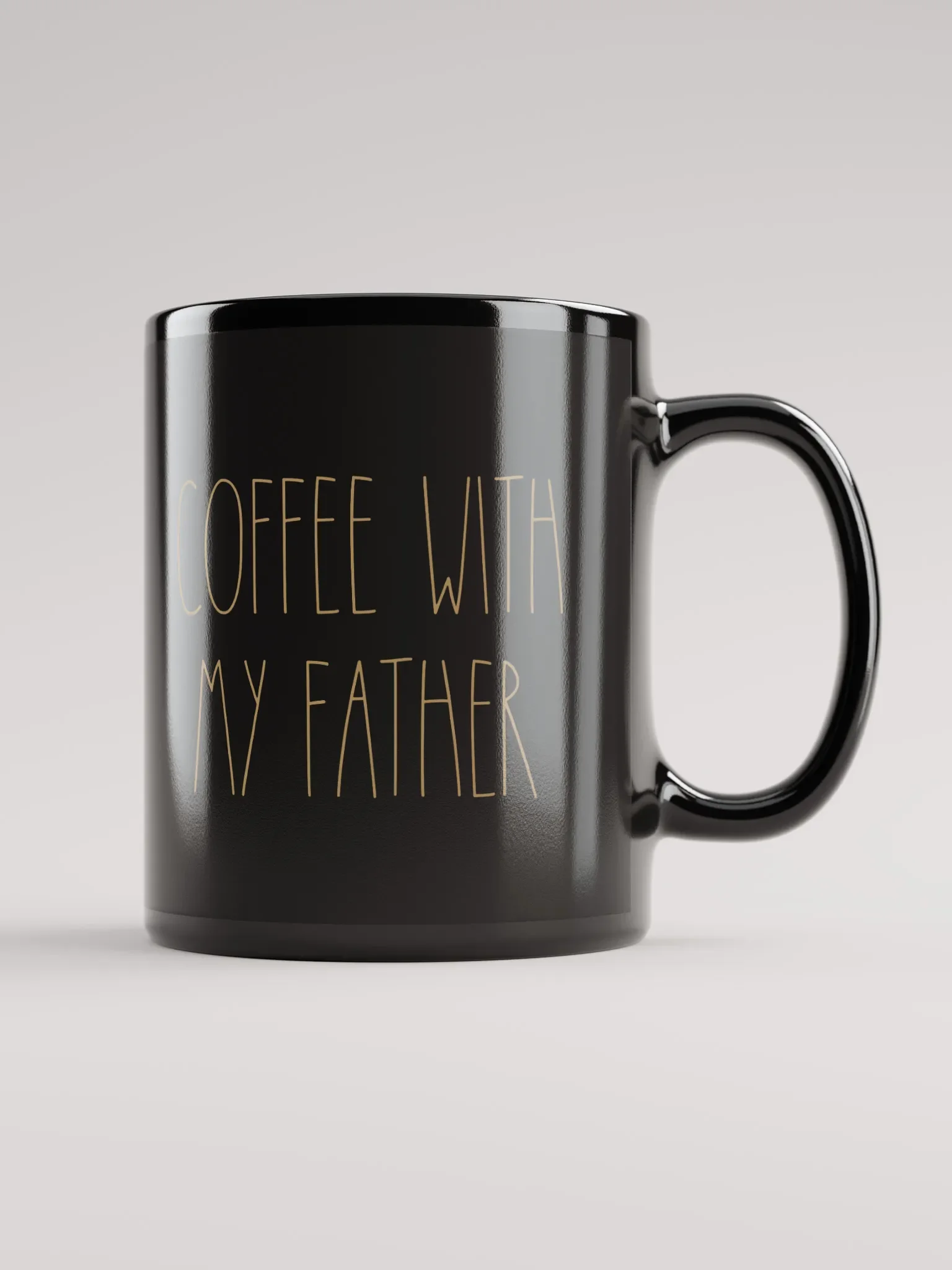 "Coffee With My Father” Mug (Black With Tan Lettering) product image (1)