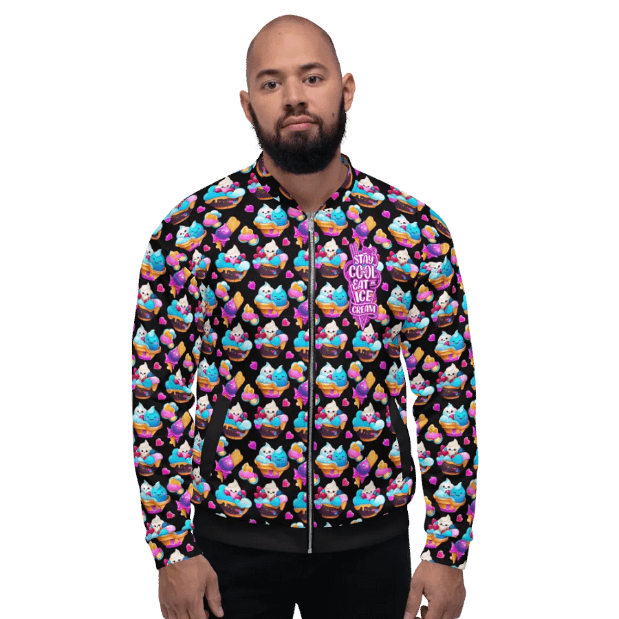 Ice Cream Pattern All Over Print Bomber Jacket product image (4)