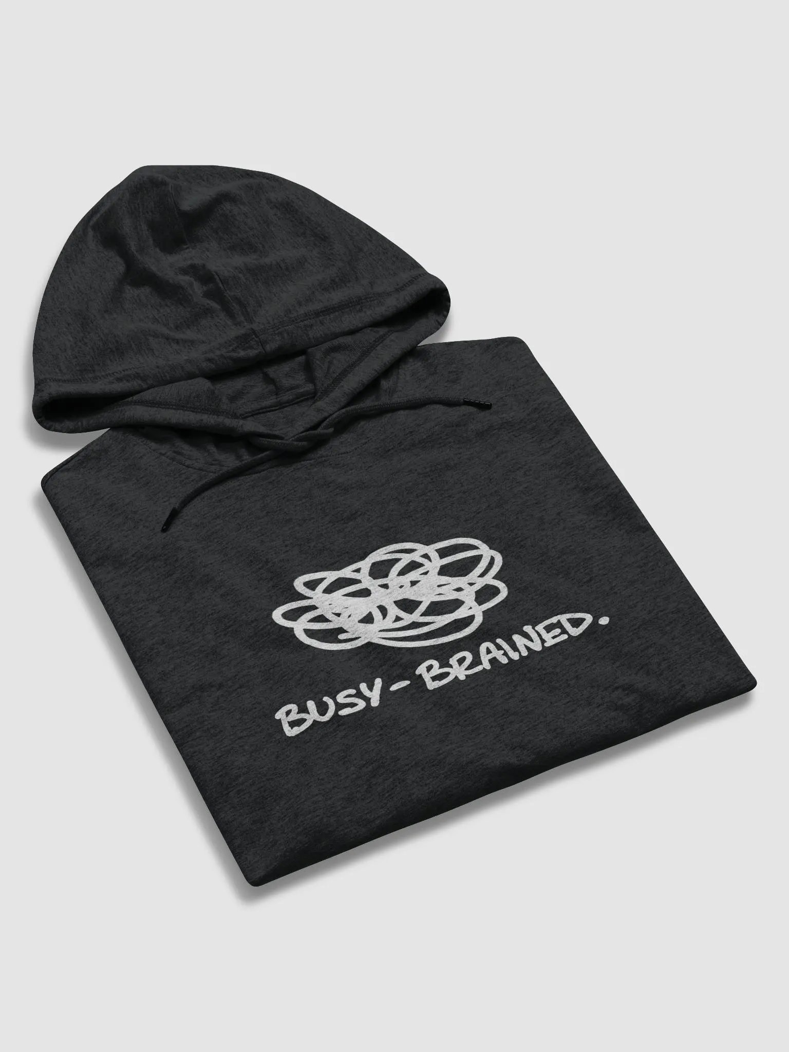 BUSY-BRAINED (white design) printed lightweight hoodie product image (5)