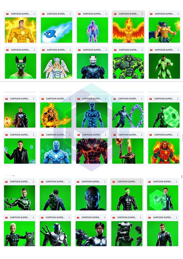 120 CARTOON SUPERHERO GREEN SCREEN CLIPS BUNDLE FOR CREATIVE VIDEOS product image (2)