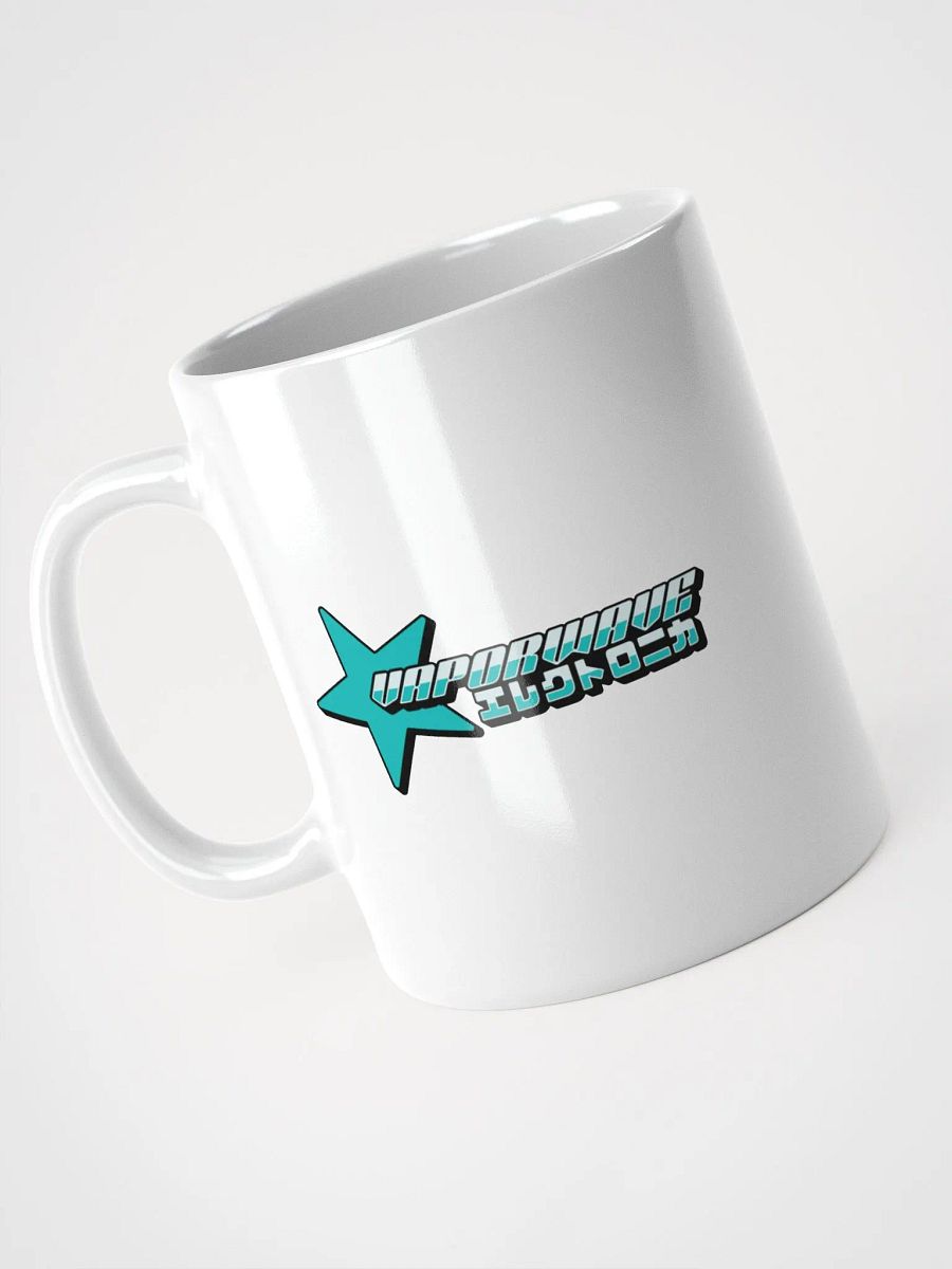 Retro Vaporwave Coffee Mug – Chrome Typography & Kanji product image (3)