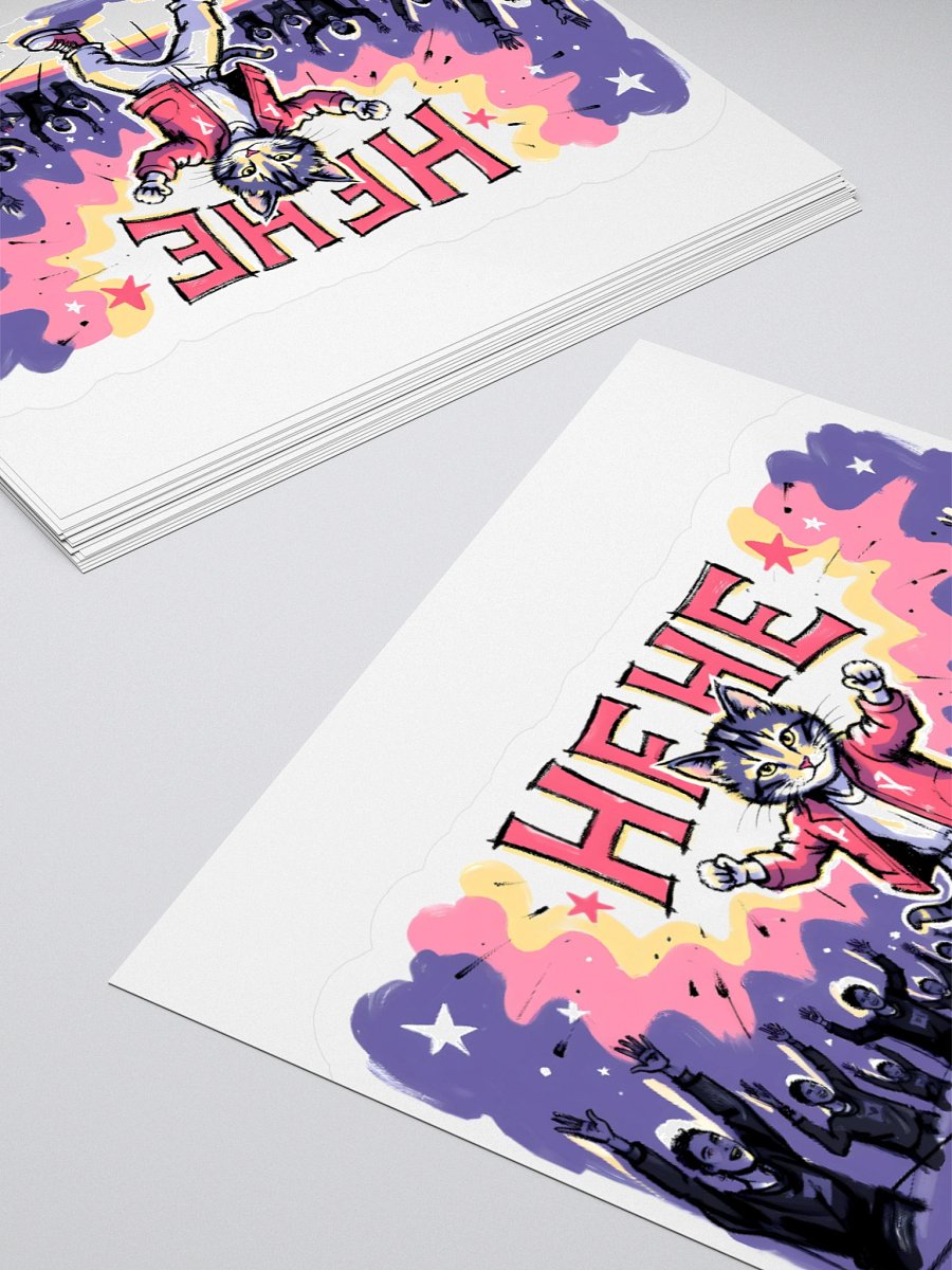 Colorful Cat Concert Sticker | 'HEHE' Design product image (12)