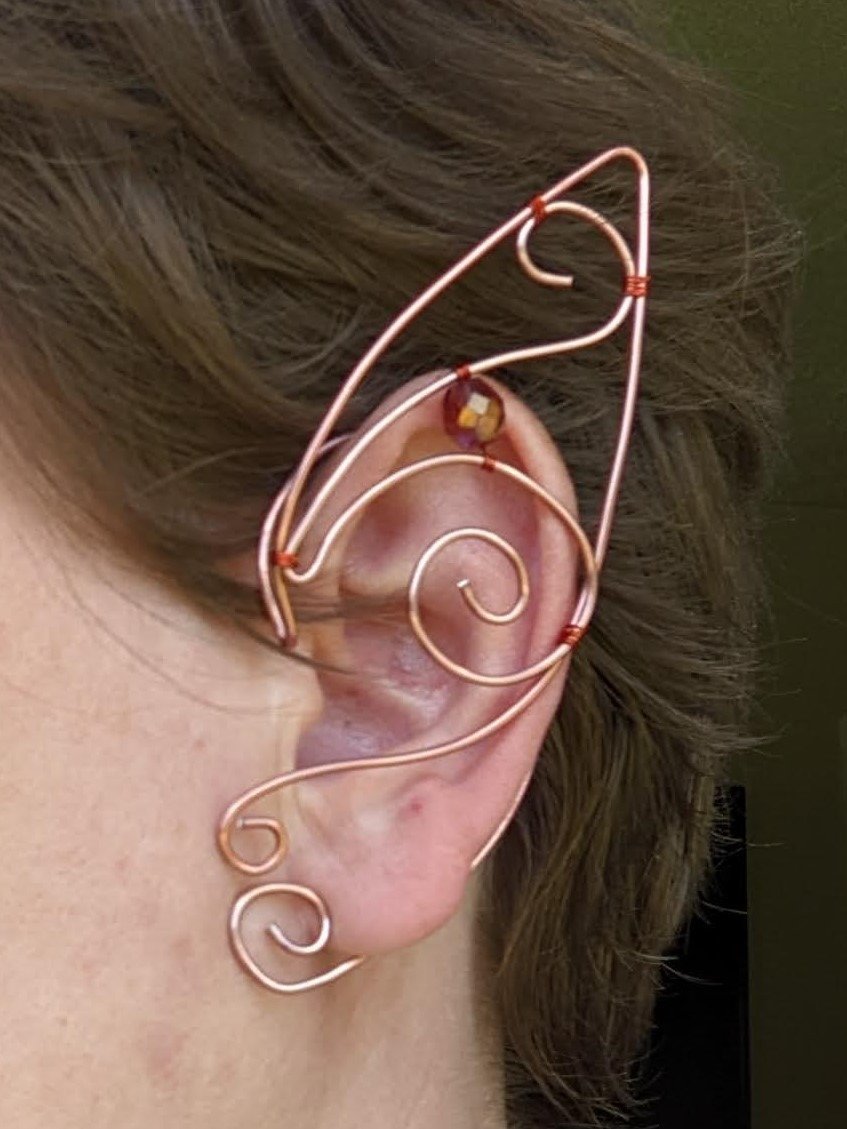 Wire Elf Ears - Long Copper with Details and Beads product image (2)