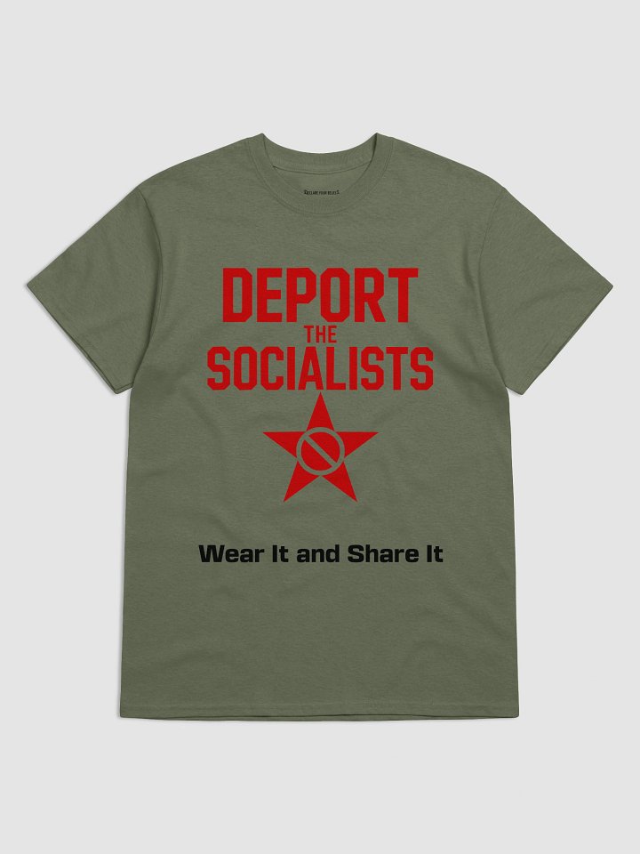 Deport The Socialists Bold Statement Tee (D) - Red & Black Ink product image (1)