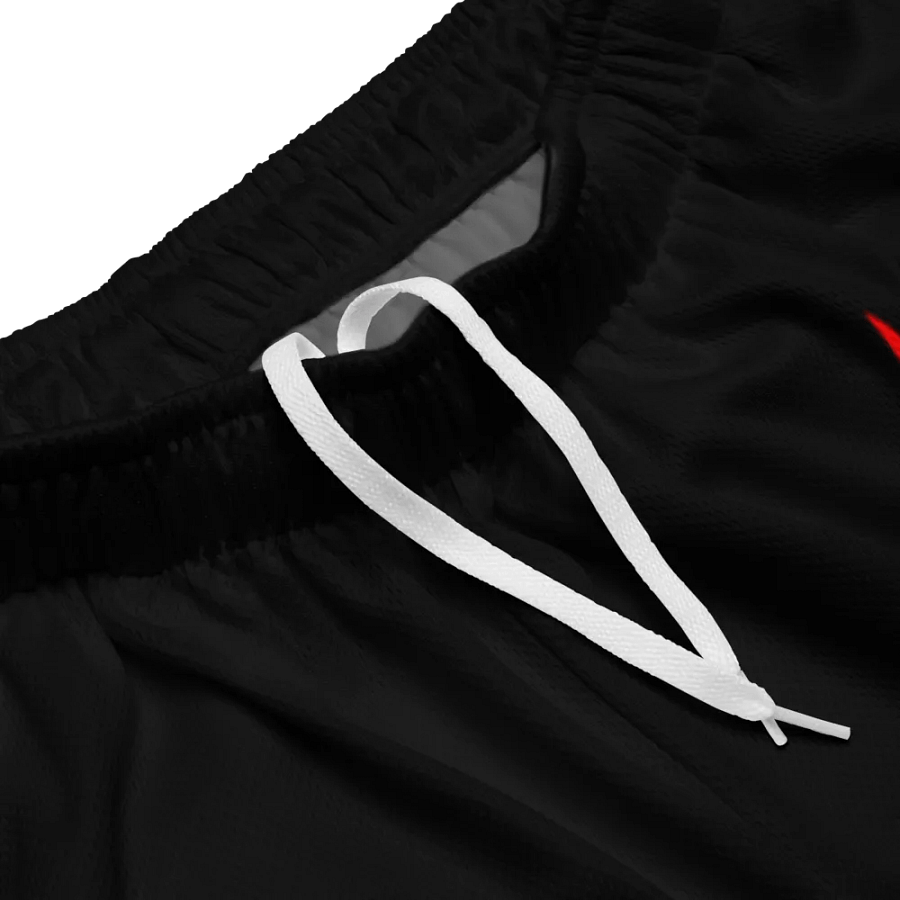 "DJ Benji Beatz Logo with Scars (Red)" All-Over Print Recycled Unisex Mesh Black Shorts product image (3)