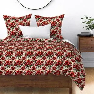 Seamless Pattern - Painted Red Roses on White product image (2)