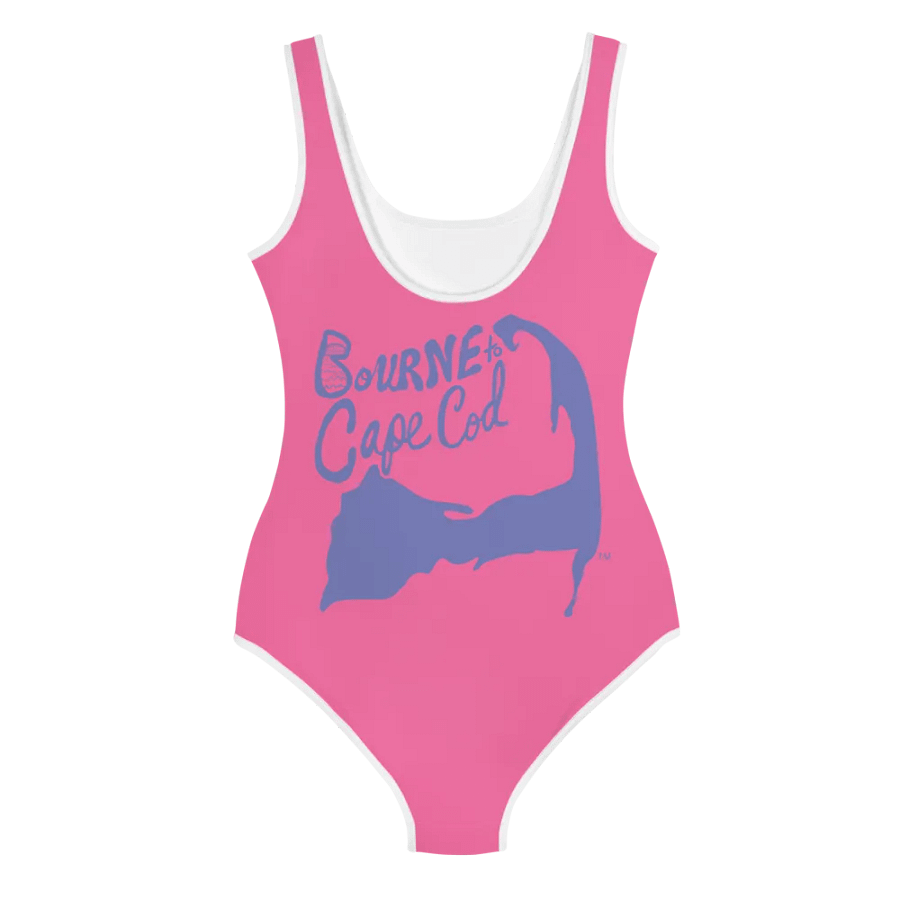 💖Girls' | Youth | Pink Power Wave | BRN.2C.C.™ | Swimsuit 👙| Slate Blue Logos product image (3)
