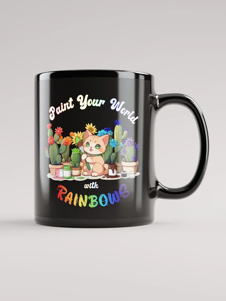 Rainbow Kitten Artist Black Glossy Mug product image (2)