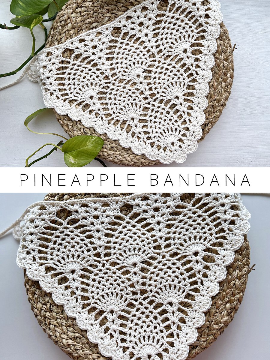 Crochet Pattern: Lacy Pineapple Bandana product image (1)