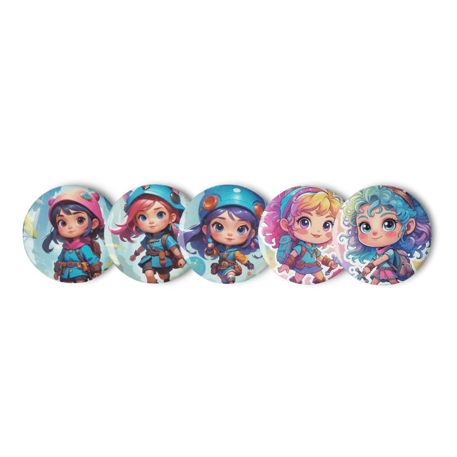 Chibi Adventurer Set A - Pin Button Collection. product image (6)