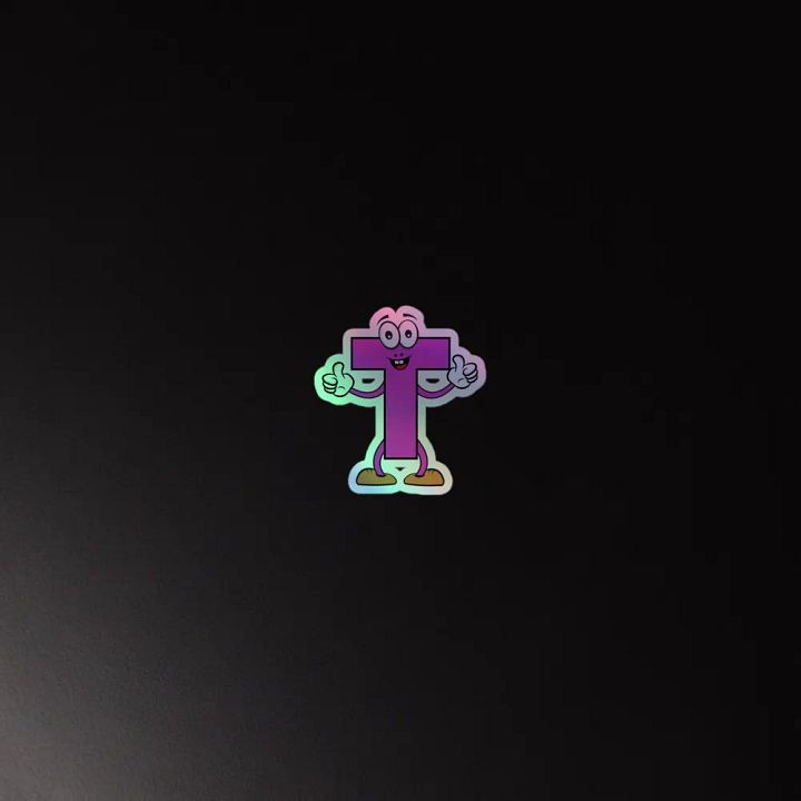 T Letter Cartoon Character Holographic Sticker product image (4)