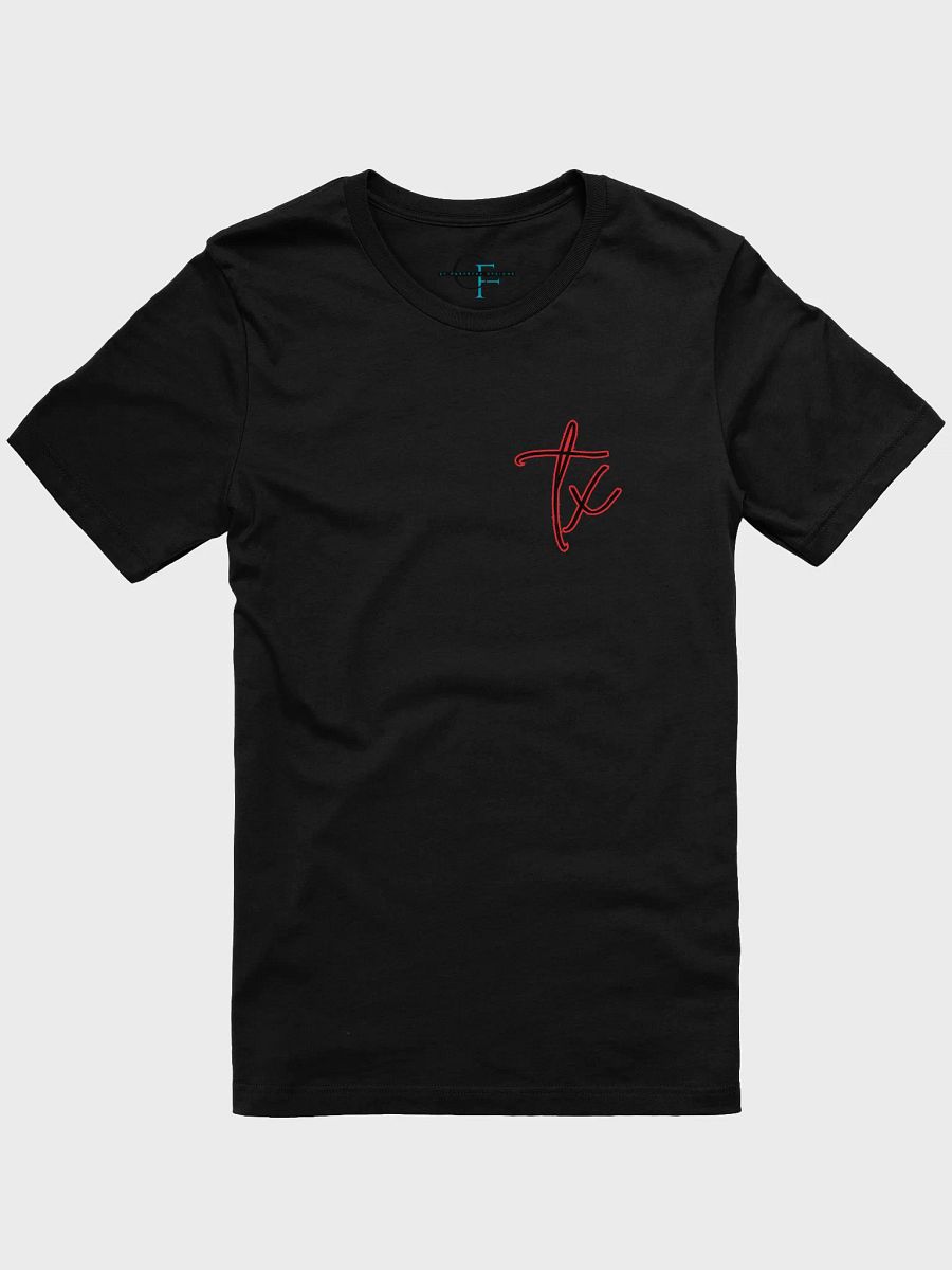 ❤️ TX Script Tee with Red Outline | Shadow Script Left-Chest Print | Bella+Canvas Unisex Shirt product image (1)