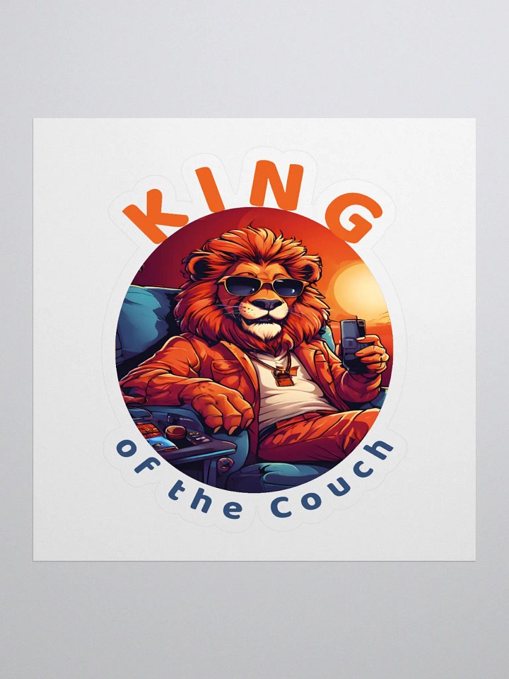 King of the Couch - Funny Stylish Cartoon Lion Kiss Cut Stickers product image (1)