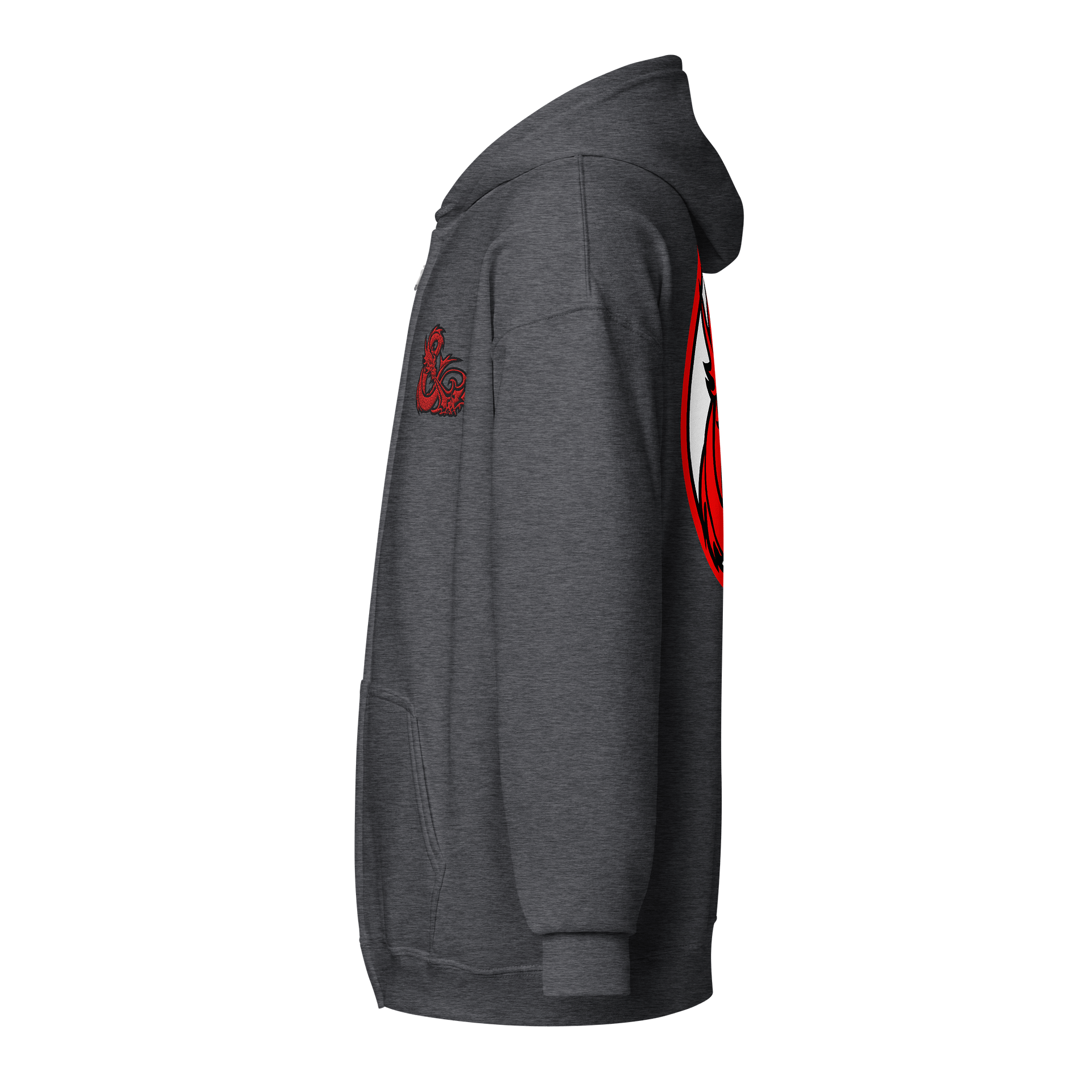 ELFSAR PLAYS ZIP HOODIE Round Logo Red & Black on White product image (3)