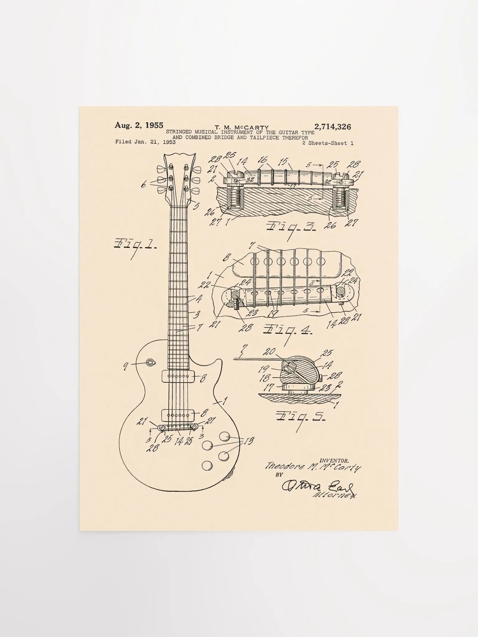 Vintage guitar patent print product image (1)