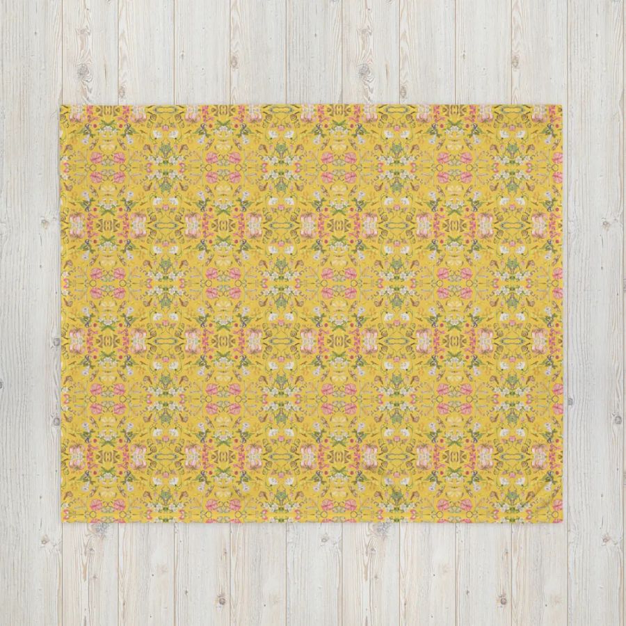 Exotic Blooming Floral Butterfly Yellow Throw Blanket product image (5)