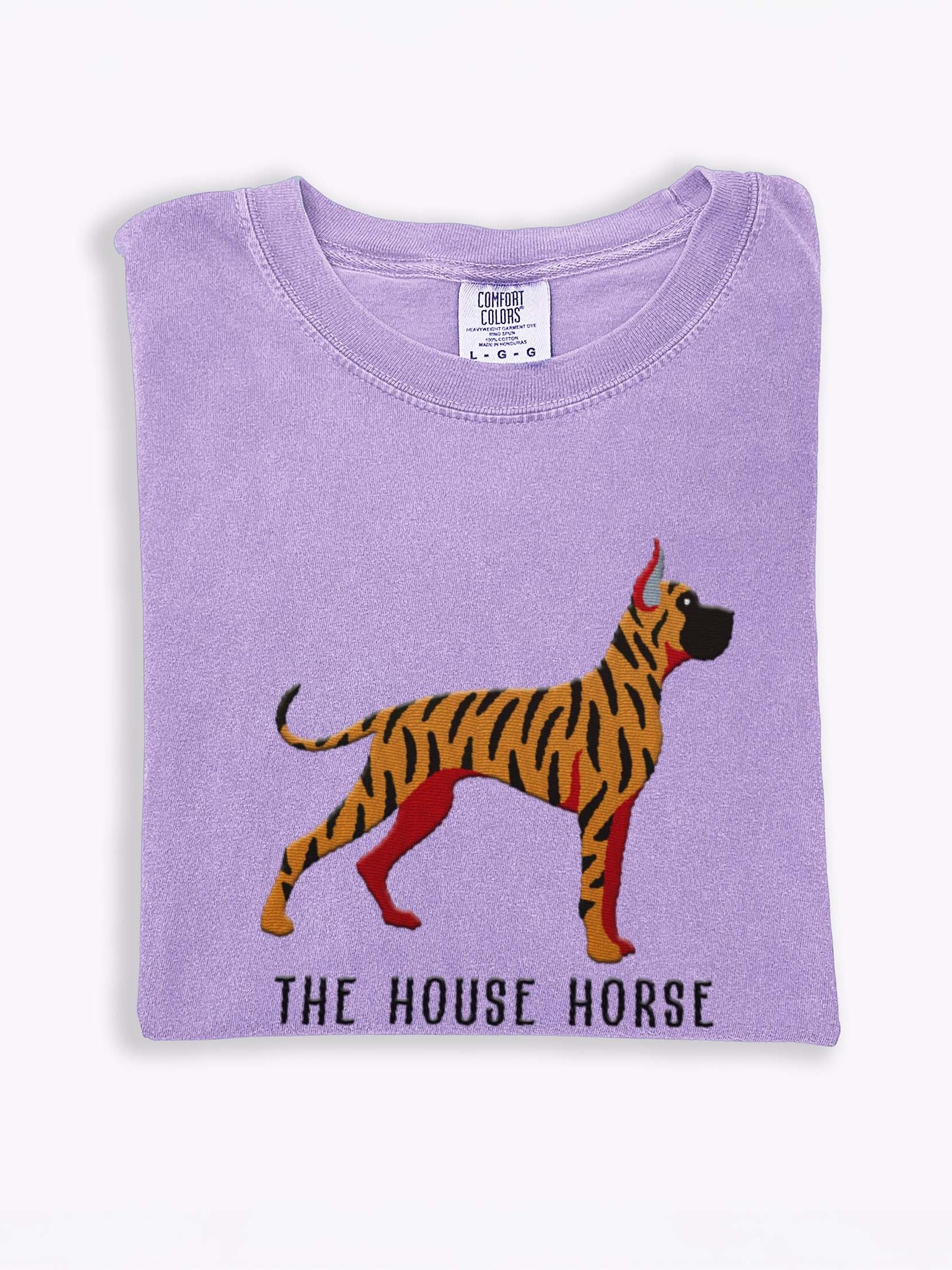 The House Horse T-Shirt(Embroidered) of a Great Dane(Brindle, Cropped Ears) product image (1)