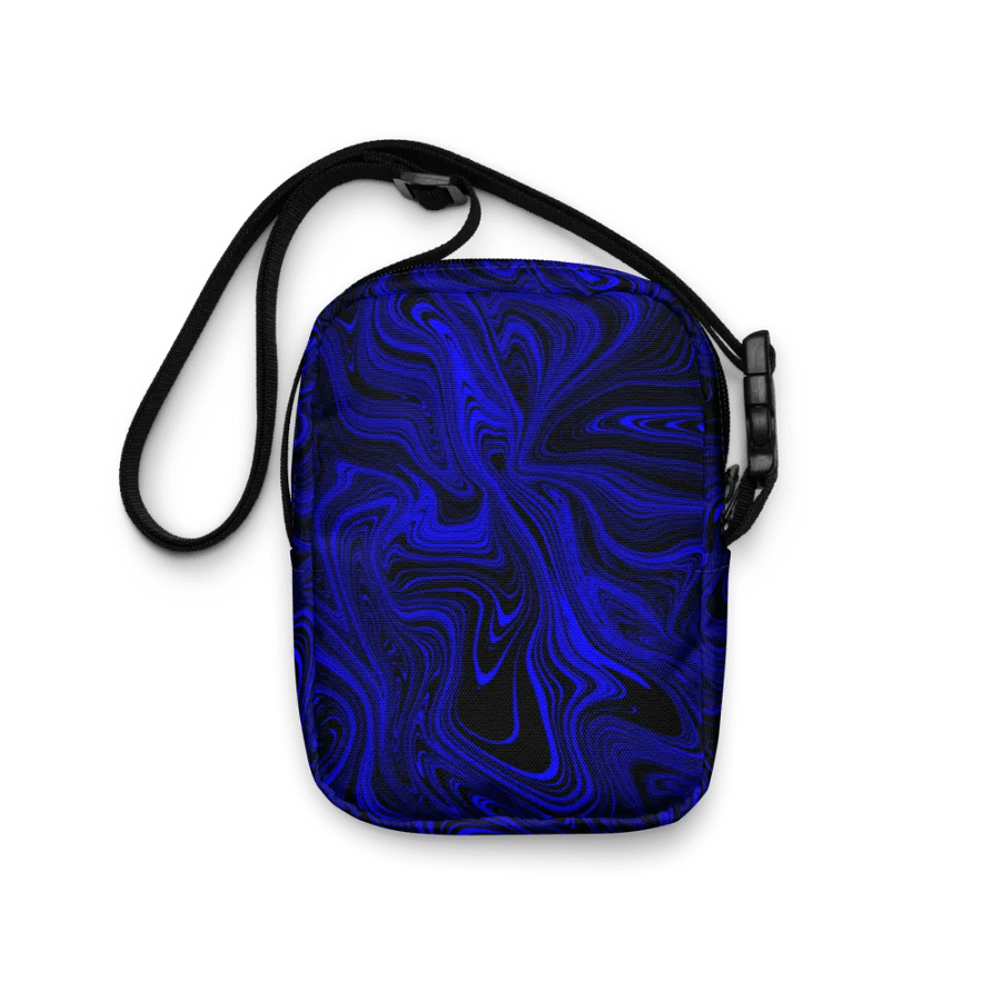 Utility Crossbody Bag - Dark Blue and Black Fluid Swirls product image (1)