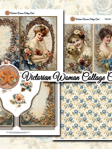 Victorian Woman Collage Greeting Card Kit Digital Download product image (2)