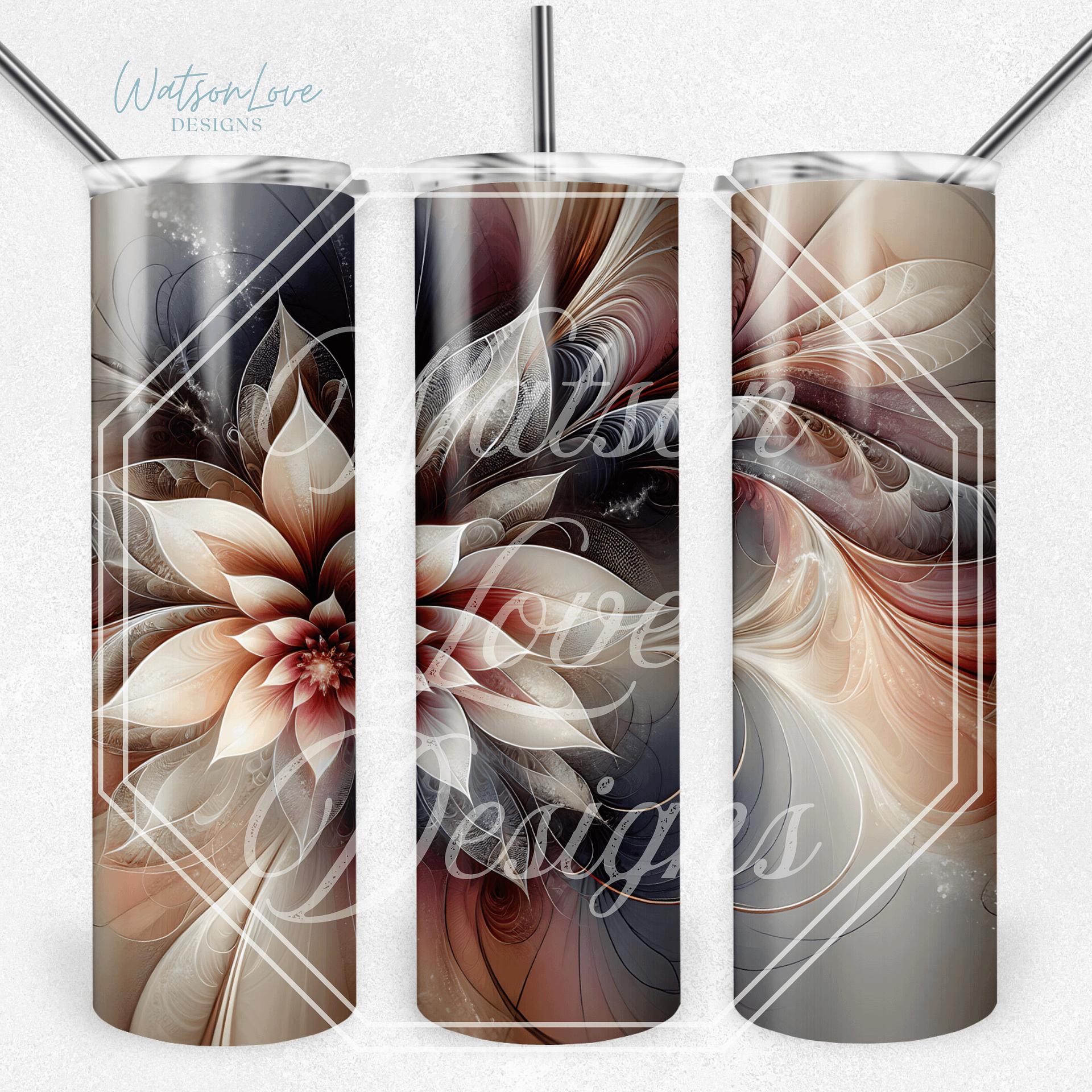 Neutral Abstract Floral 20 oz Skinny Tumbler Sublimation Design Digital Download PNG Instant DIGITAL ONLY Tumbler Wrap product image (1)