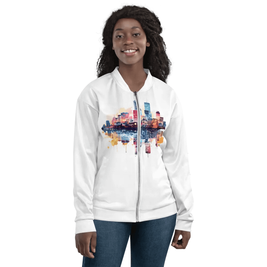 Skyline Reflections Custom Bomber Jacket product image (7)