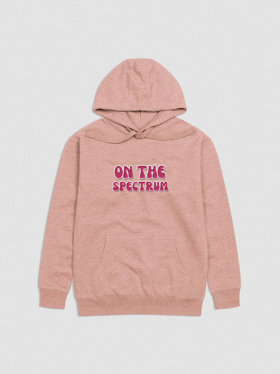 ON THE SPECTRUM lined design (lg., white and pink) embroidered heavyweight hoodie product image (9)