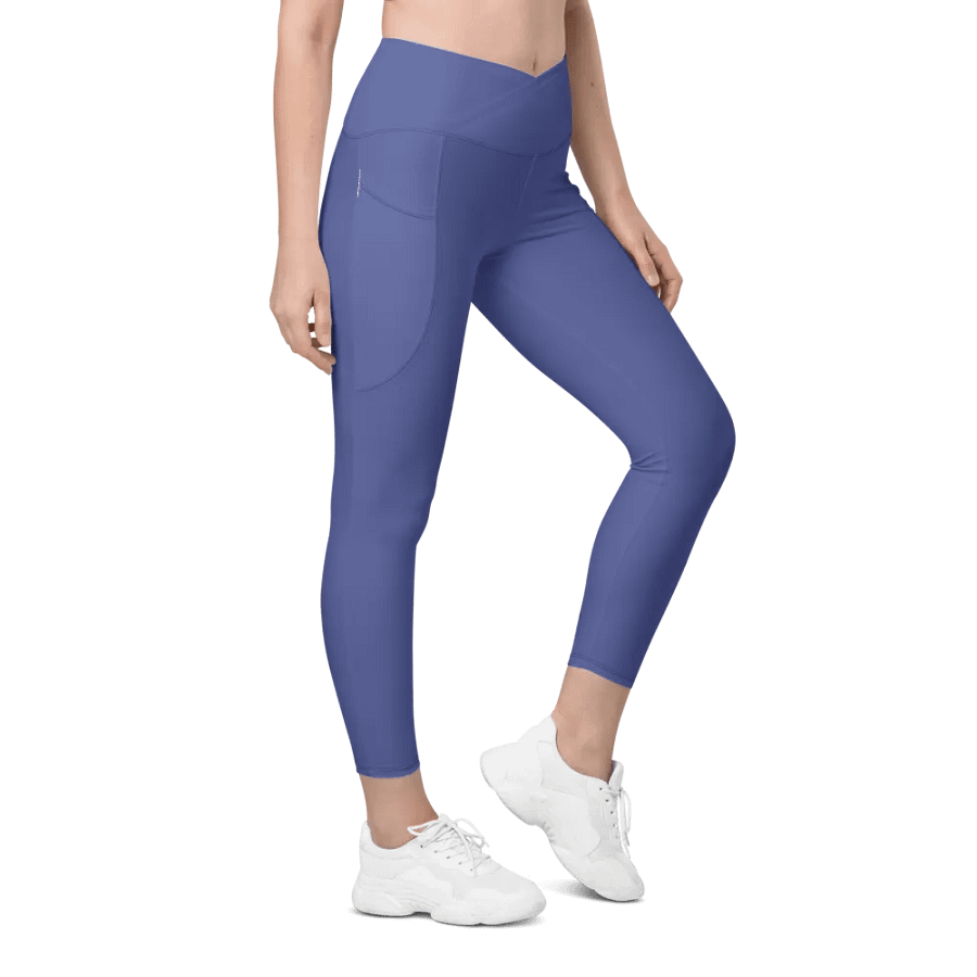 Plain Dark Purple True Summer Women's High Waisted Premium Crossover Leggings with Pockets by Treasure Pie product image (1)