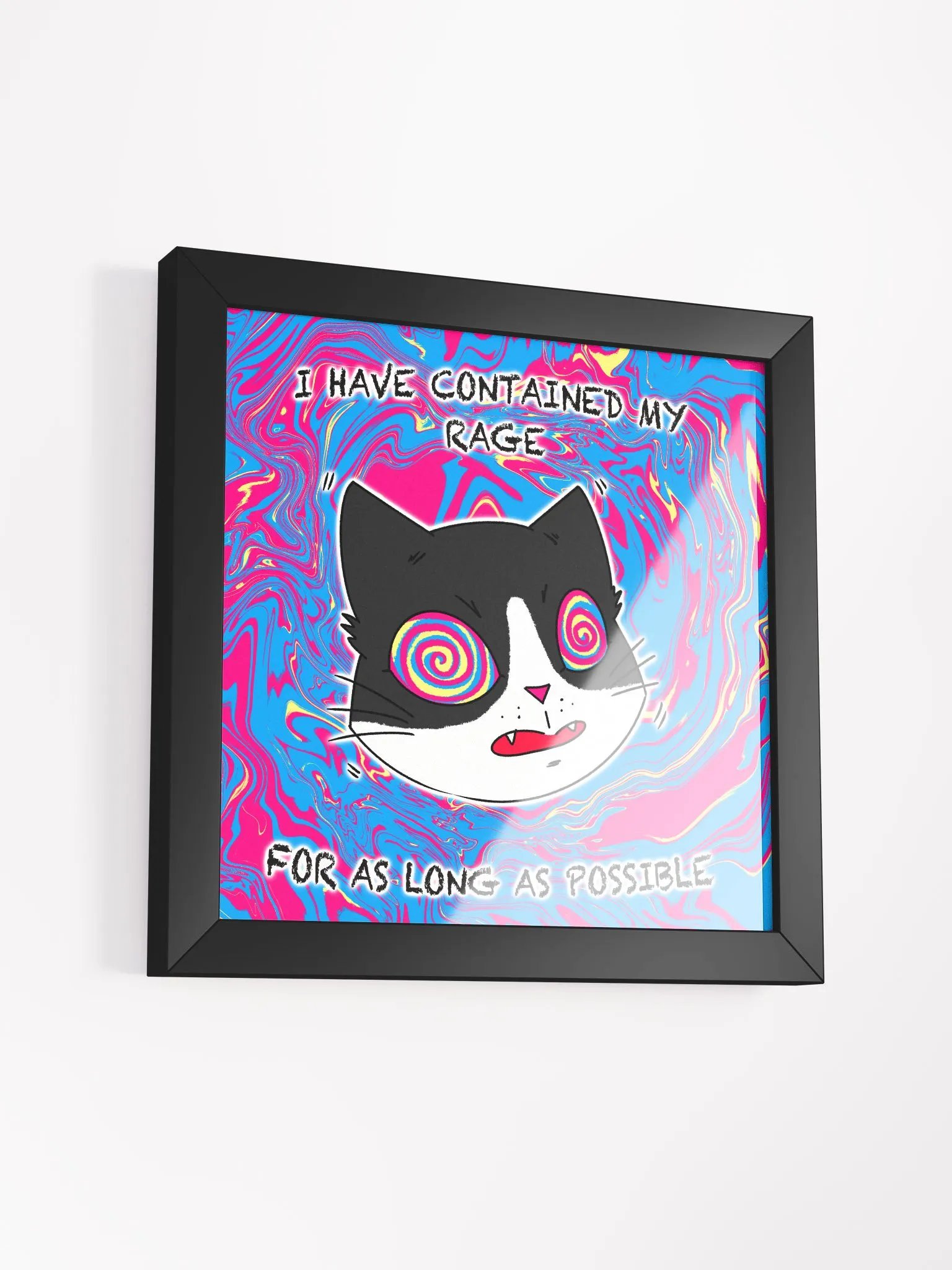 Rage Cat Poster with Frame - Black/White product image (3)
