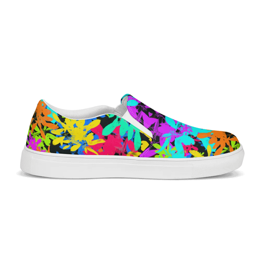 Ladies Brightly Coloured Geometric Leaf Design Slip On Shoes product image (12)