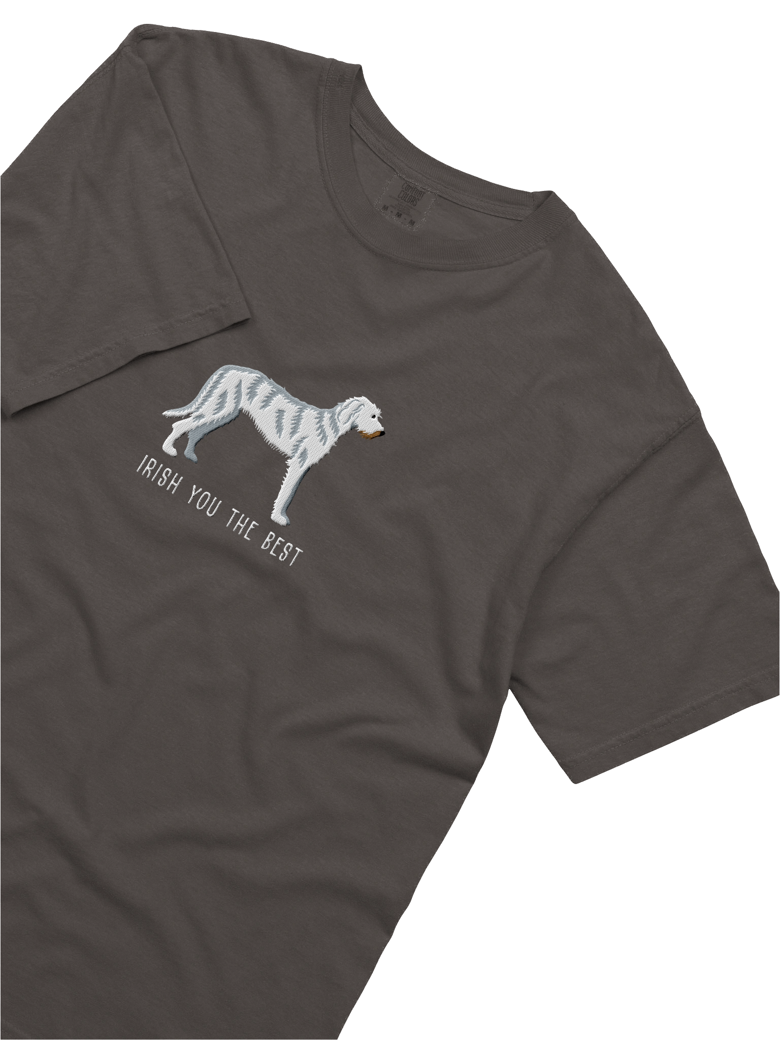 Irish You the Best T-Shirt(Embroidered) of an Irish Wolfhound(White) product image (25)