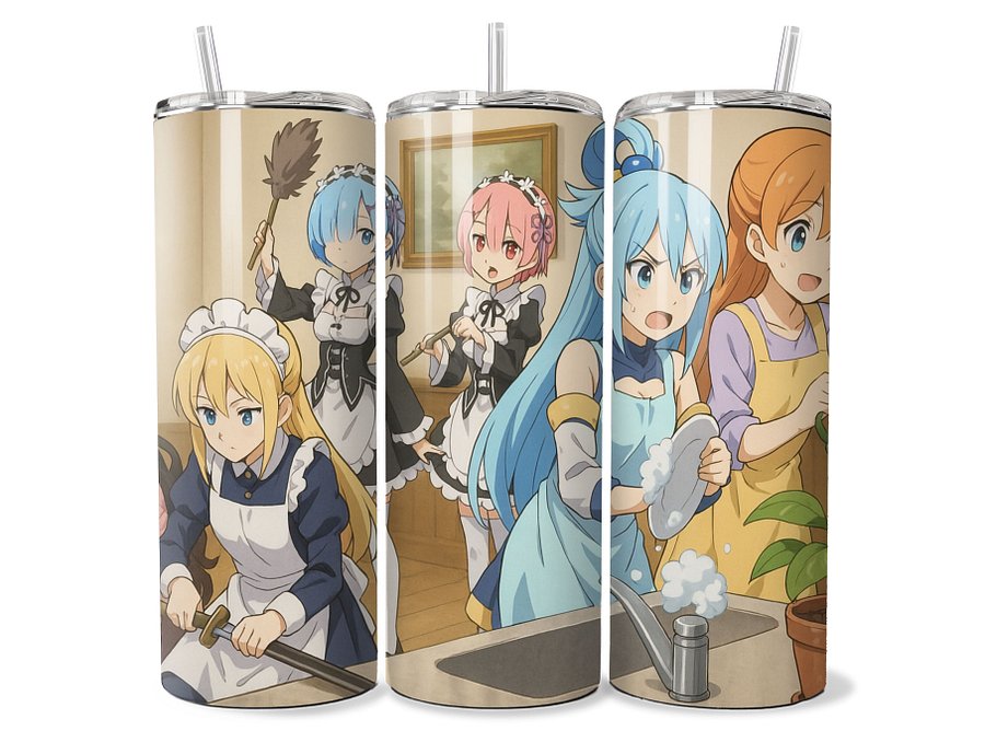 Anime Waifu Housework Chaos Tumbler - 20oz Stainless Steel product image (1)