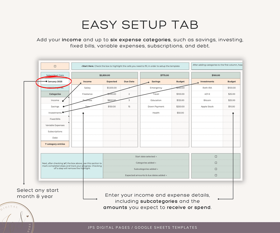 Monthly and Annual Budget Spreadsheet Template product image (3)