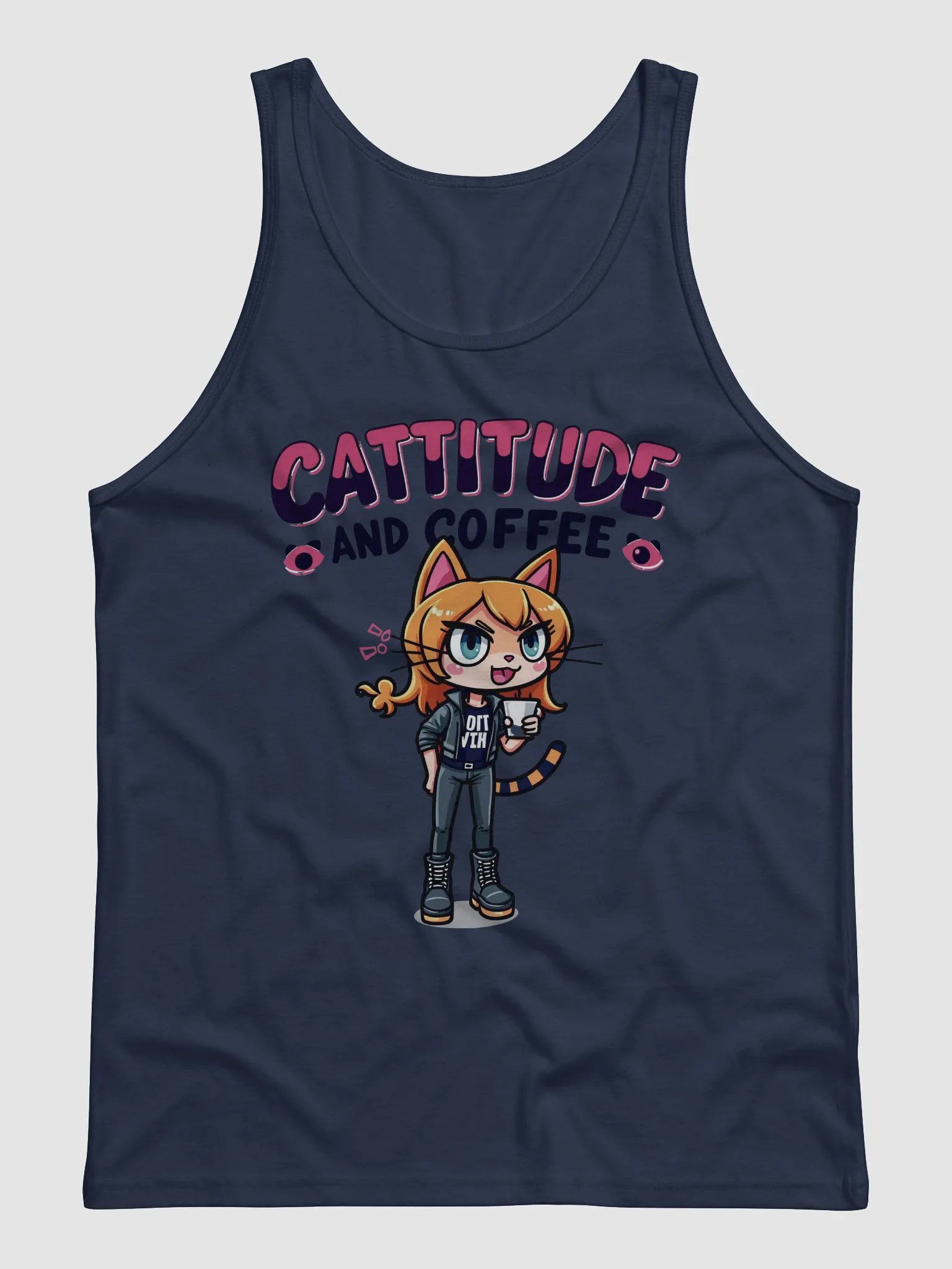 Cattitude and Coffee Cartoon Tank product image (5)