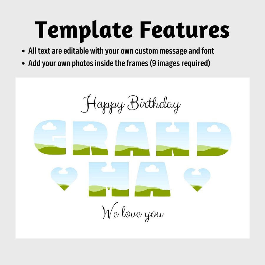 Happy Birthday Grandma Photo Collage Canva Template product image (4)