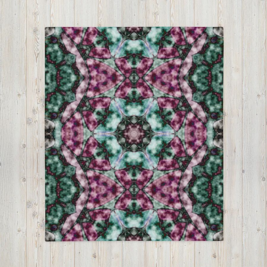 Bohemian 6 Pointed Madala Teal and Pink/ Throw Blanket by Allcolor product image (11)