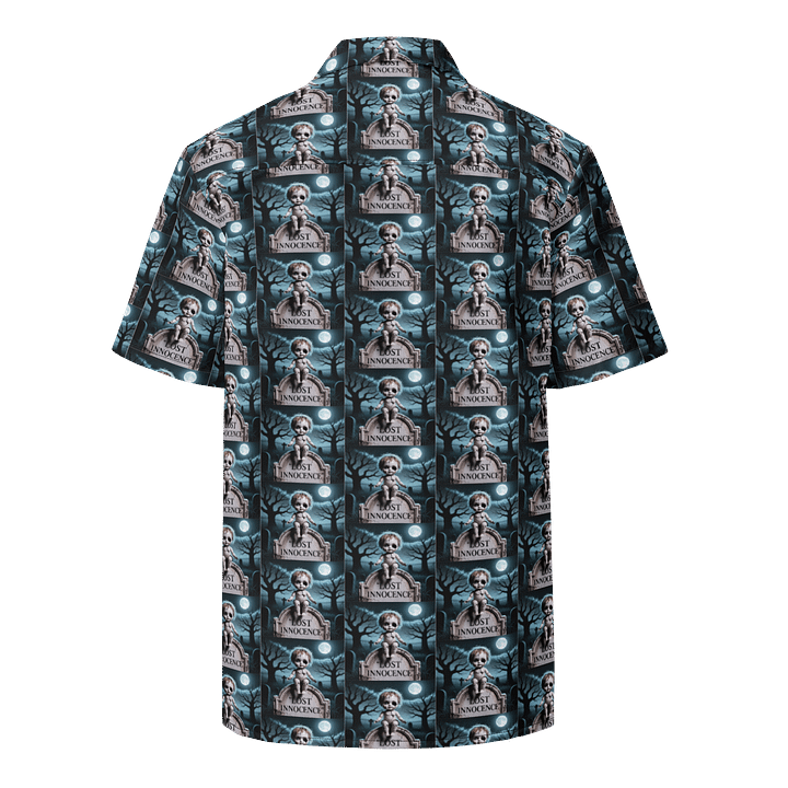 Midnight Veil Designs Lost Innocence Gothic Unisex Hawaiian Shirt - Blue Graveyard Print product image (2)