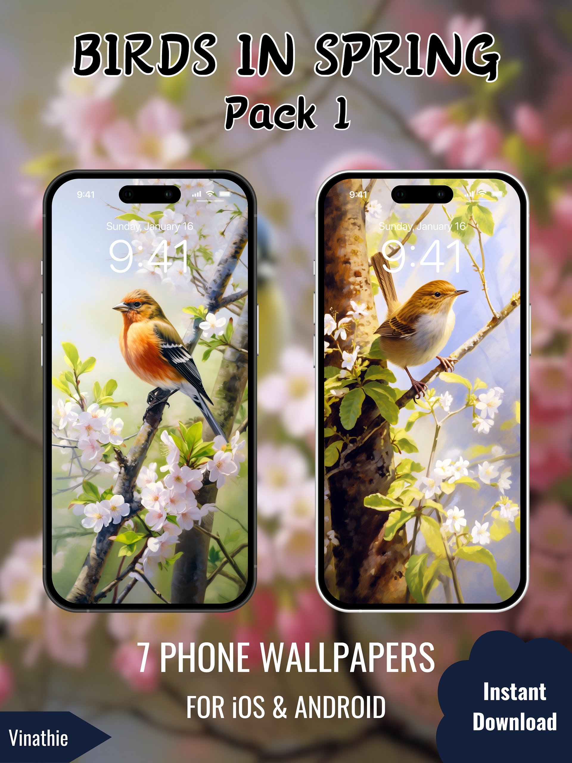 Birds in Spring | Pack 1 | Phone Wallpaper product image (2)