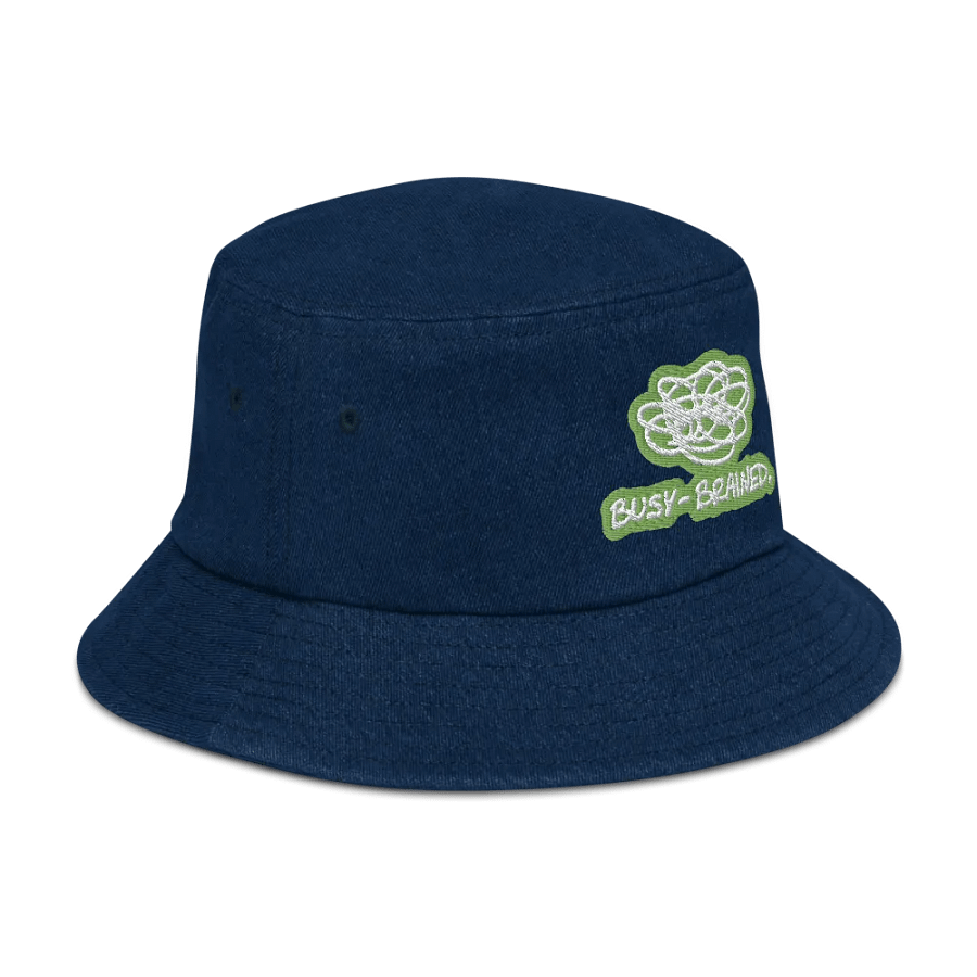 BUSY-BRAINED (light green bubble design 2) denim bucket hat product image (3)